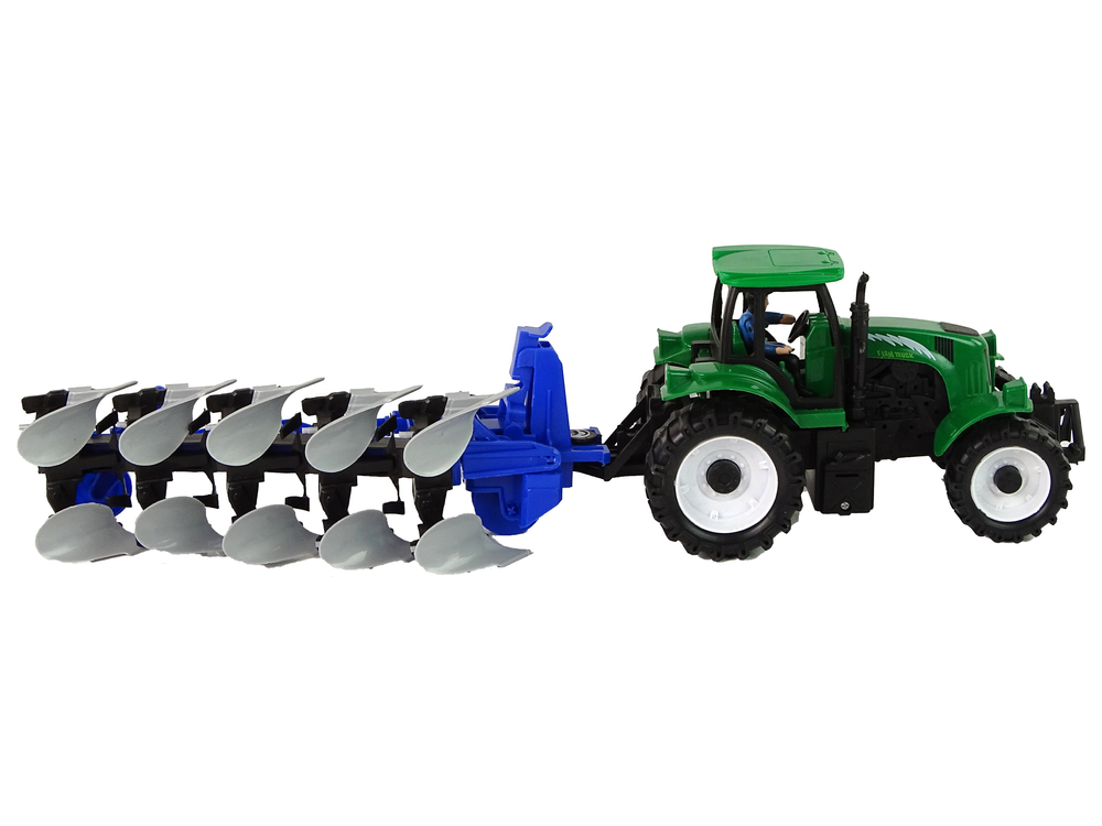 Tractor with Plow Plastic Green Blue