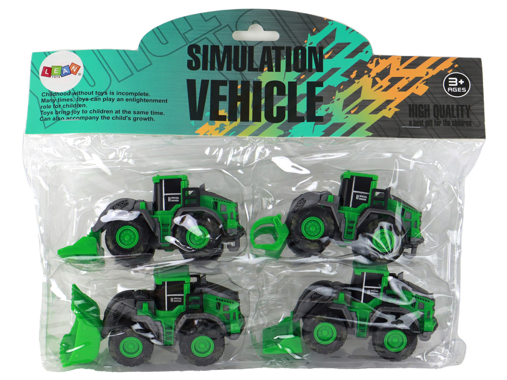 Farm Vehicle Set Green Tractors 4 Pieces