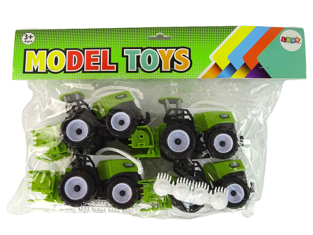 Farm Vehicle Set Green Tractors 4 Pieces