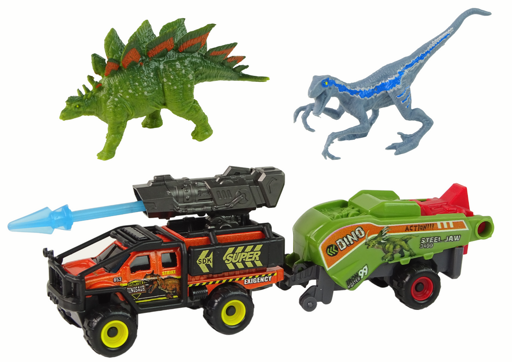 Dinosaurs Set Auto Rocket Orange Semi Trailer