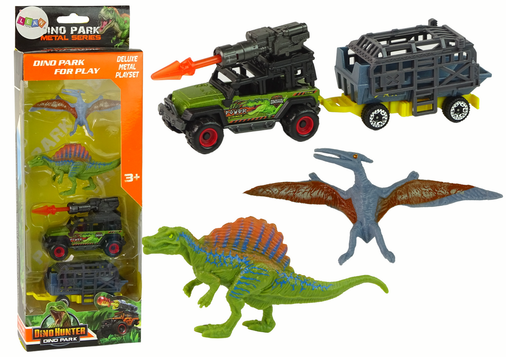 Dinosaurs Set Car With Rocket Trailer