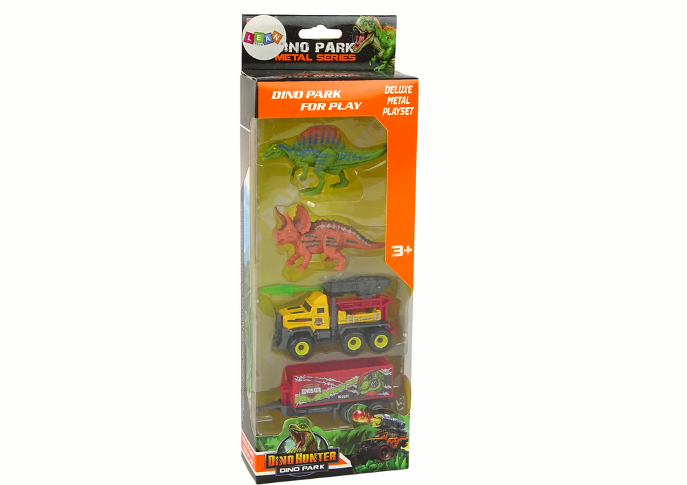 Dinosaurs Set Rocket Car With Trailer Yellow