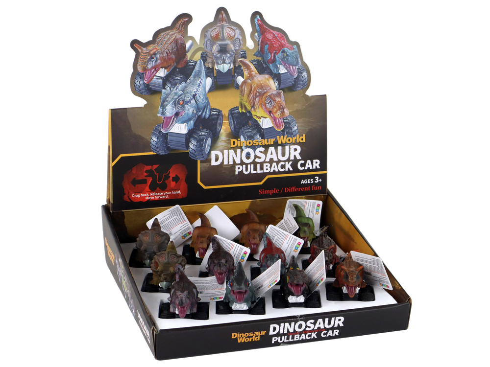 Dinosaur car with friction drive. Various species and colors