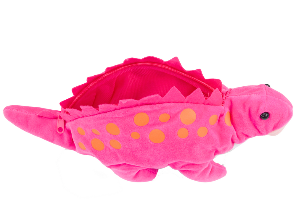 Plush Dinosaur Pencil Case Storage Box Pendant Pink