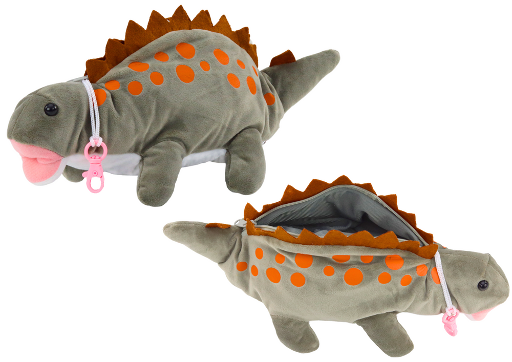 Plush Dinosaur Pencil Case Storage Box Pendant Gray