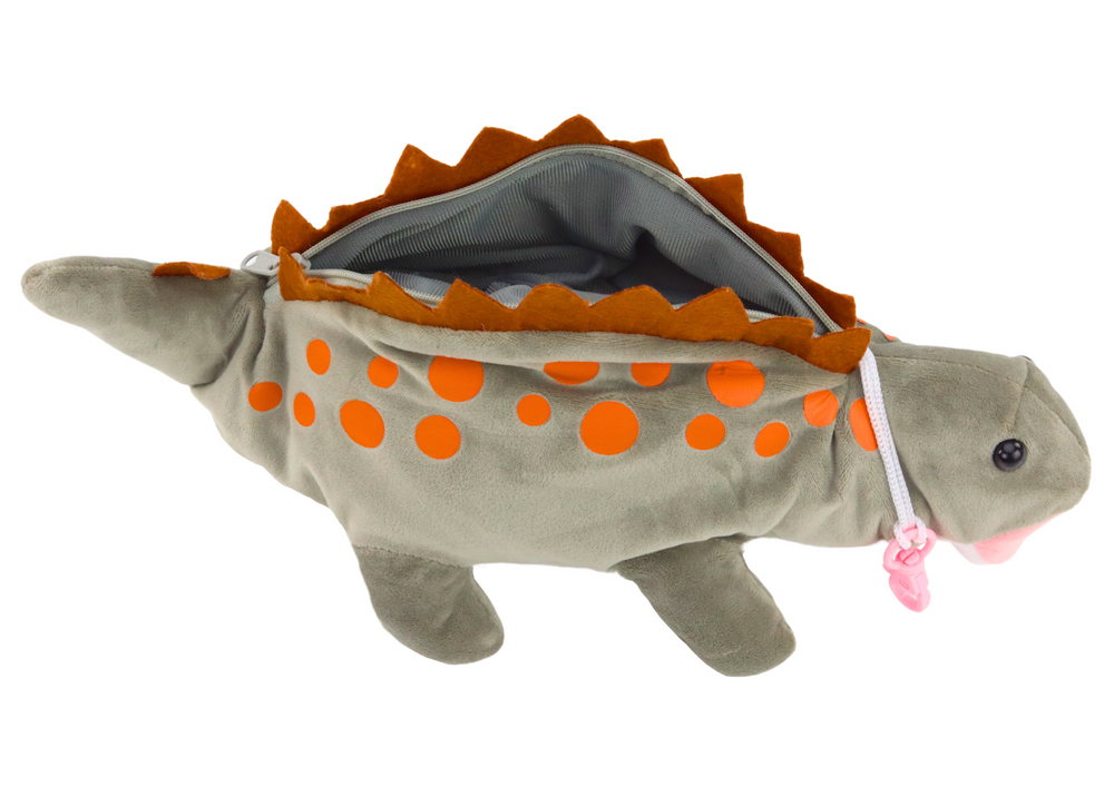 Plush Dinosaur Pencil Case Storage Box Pendant Gray