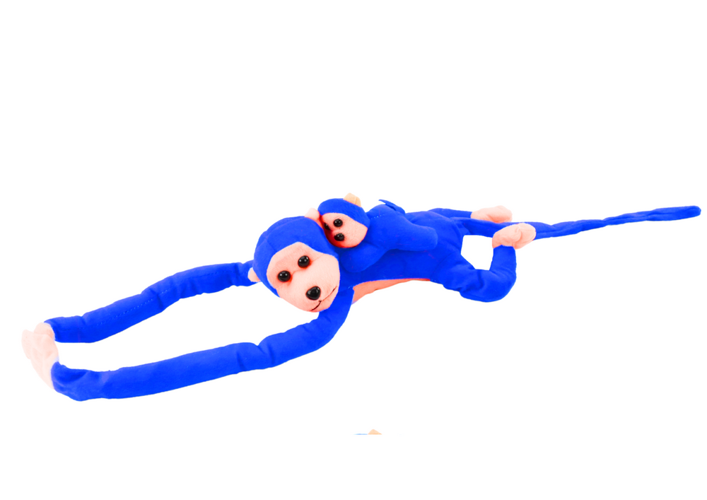 Mascot Plush Monkey with Baby, Blue 70 cm