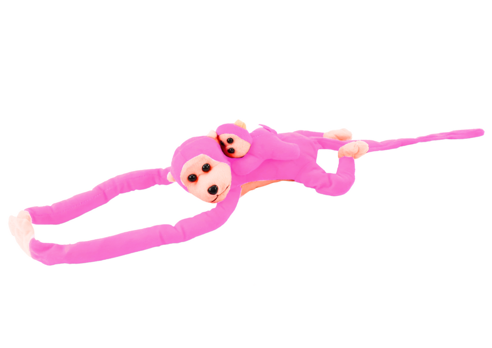 Plush Monkey with Baby Mascot, pink, 70 cm