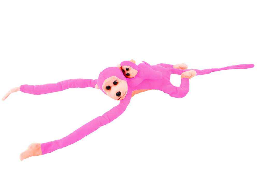 Plush Monkey with Baby Mascot, pink, 70 cm