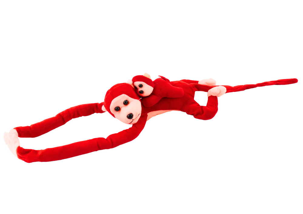 Mascot Plush Monkey with Baby, Red 70 cm