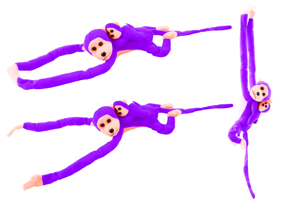 Mascot Plush Monkey with Baby, Purple 70 cm