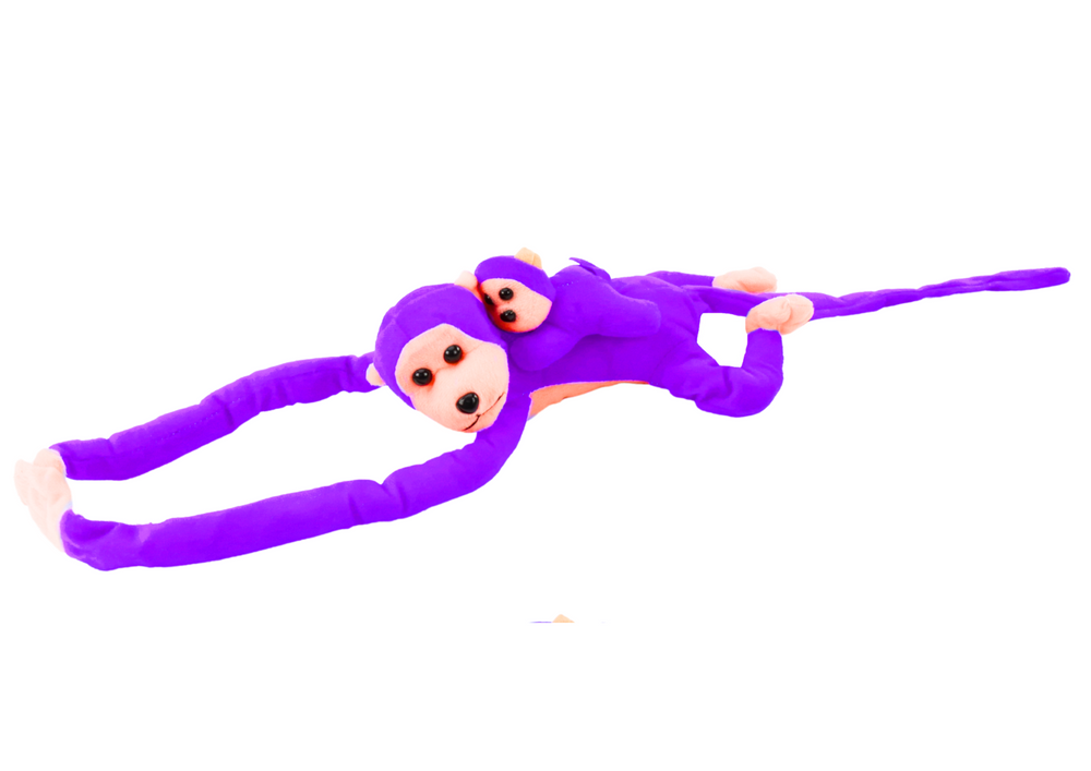 Mascot Plush Monkey with Baby, Purple 70 cm