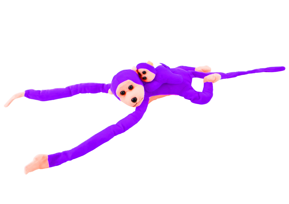 Mascot Plush Monkey with Baby, Purple 70 cm