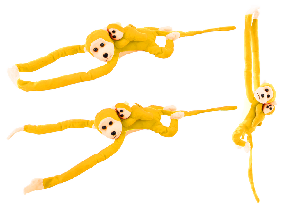 Mascot Plush Monkey with Baby, Yellow 70 cm