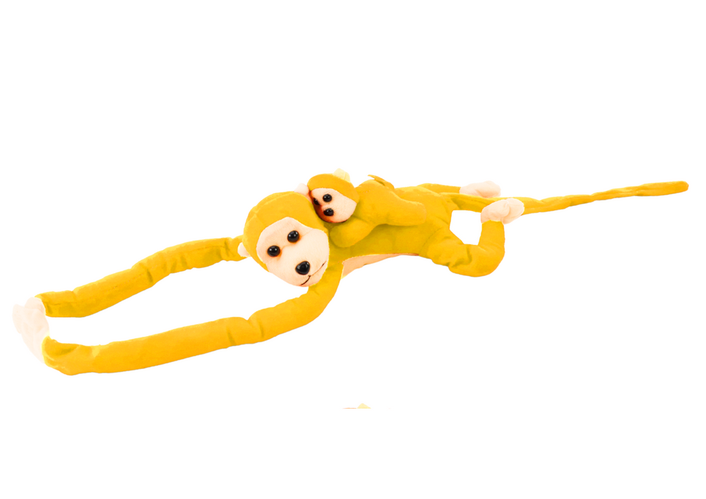 Mascot Plush Monkey with Baby, Yellow 70 cm