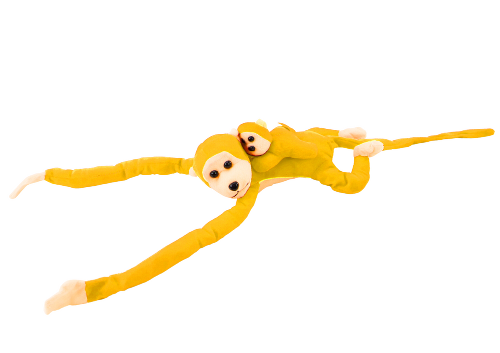 Mascot Plush Monkey with Baby, Yellow 70 cm