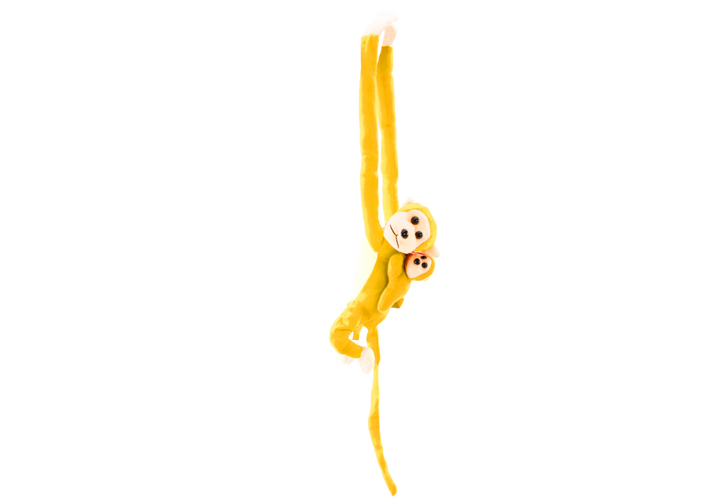 Mascot Plush Monkey with Baby, Yellow 70 cm