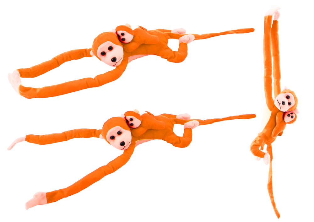 Plush Monkey with Baby Mascot, Orange with Sound 70 cm