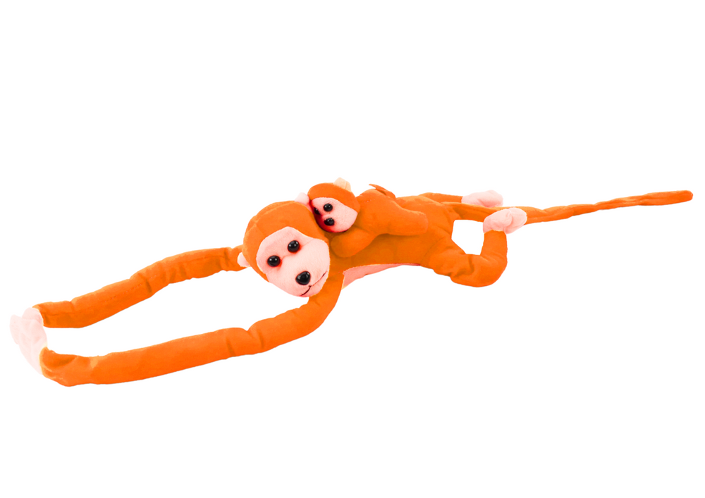 Plush Monkey with Baby Mascot, Orange with Sound 70 cm