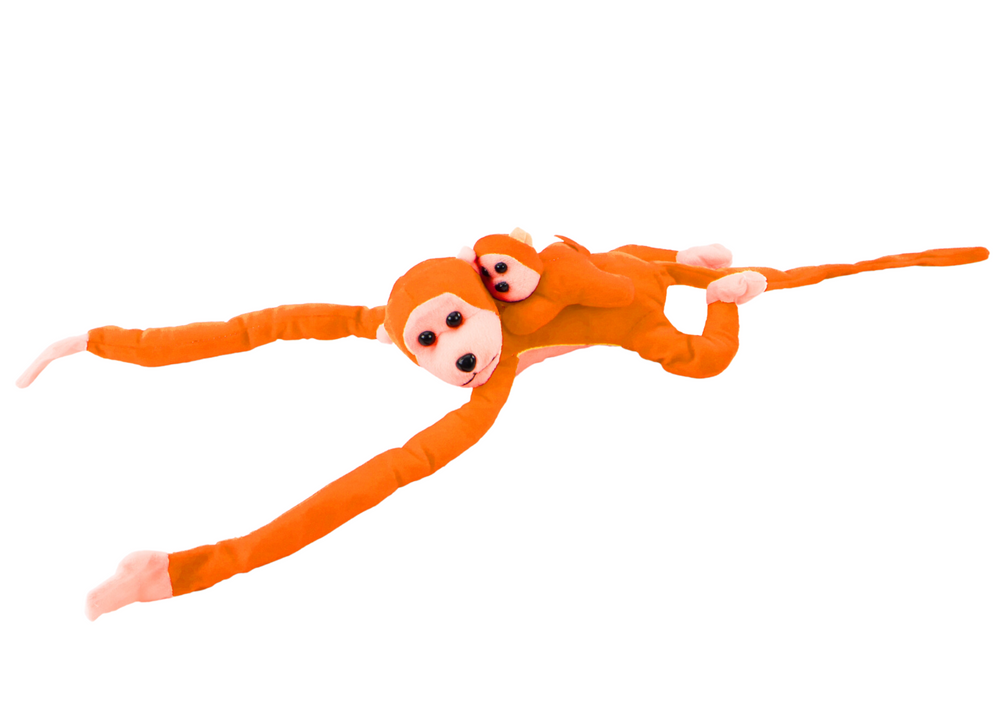 Plush Monkey with Baby Mascot, Orange with Sound 70 cm