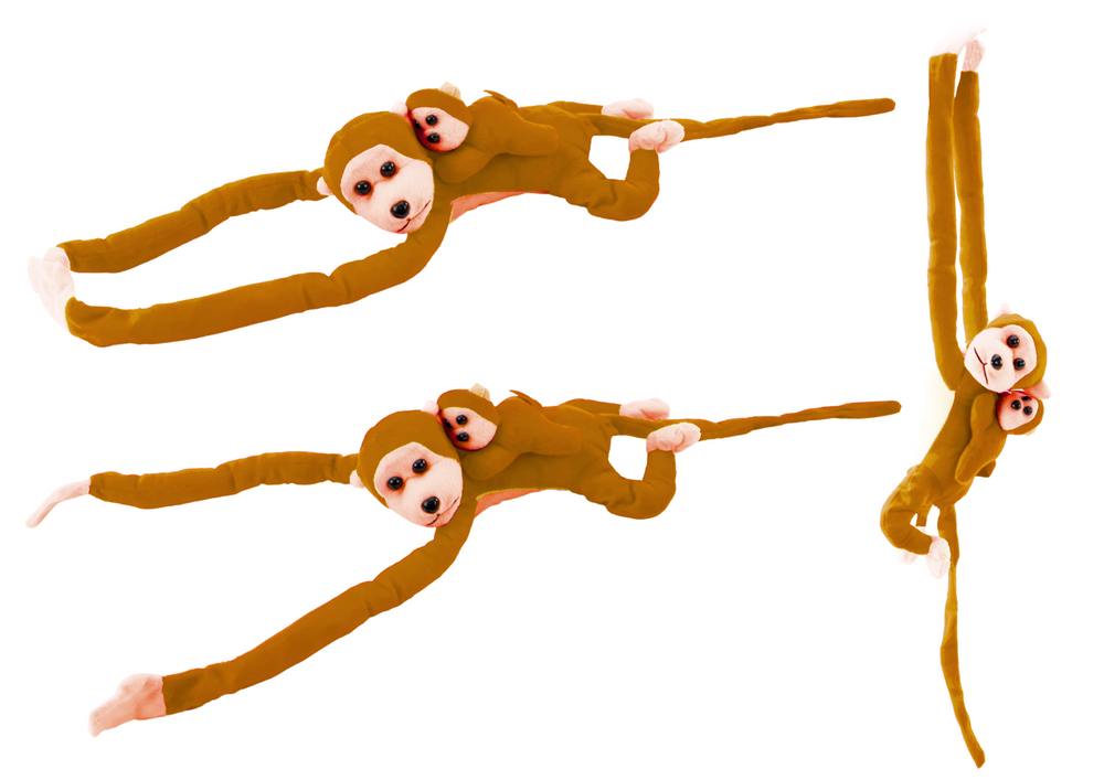 Mascot Plush Monkey with Baby, Light Brown 70 cm