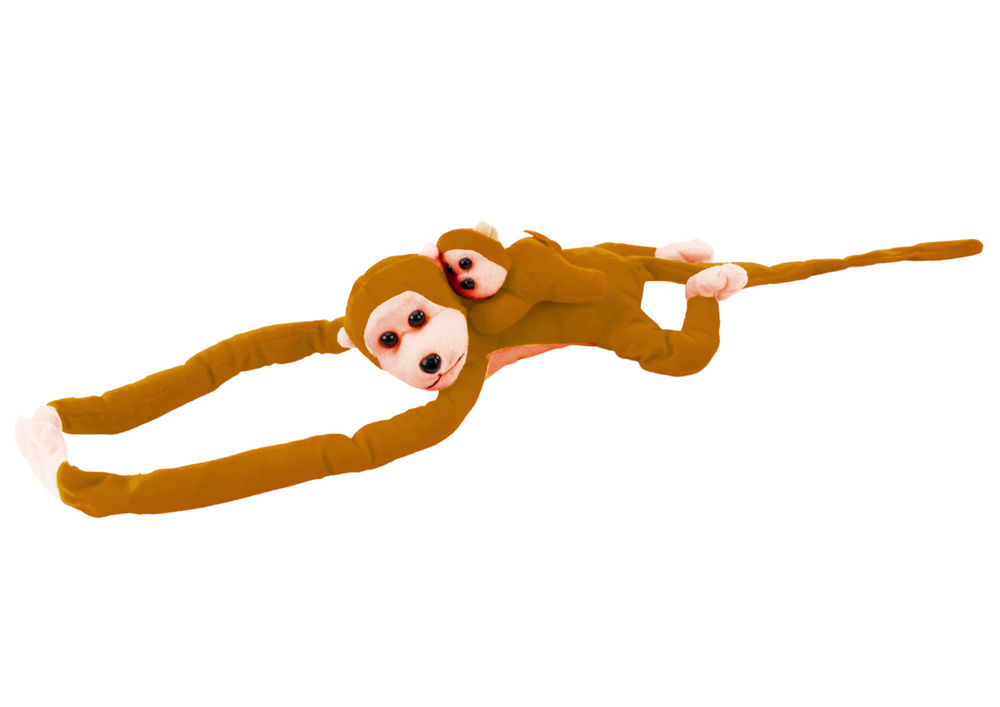 Mascot Plush Monkey with Baby, Light Brown 70 cm