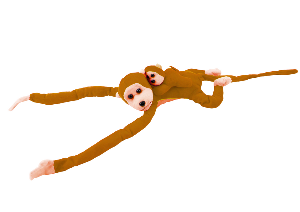 Mascot Plush Monkey with Baby, Light Brown 70 cm