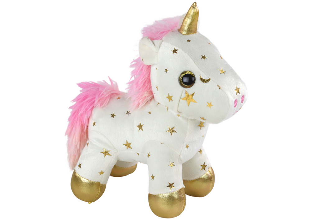 Unicorn Plush Sleeping Animal Lullaby White With Stars Set