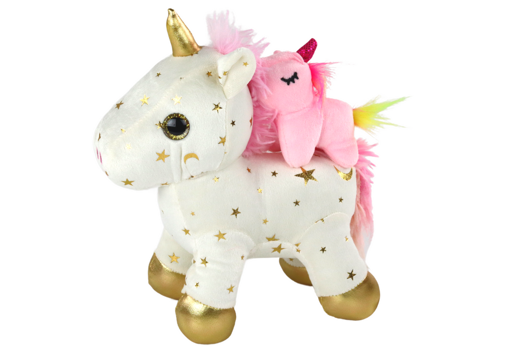 Unicorn Plush Sleeping Animal Lullaby White With Stars Set