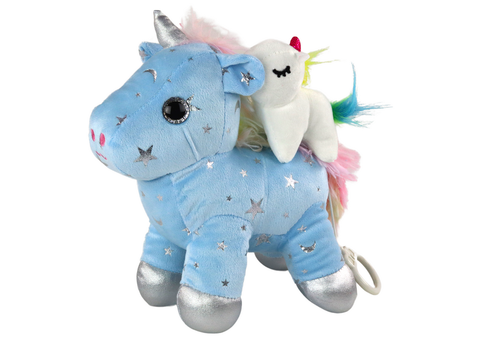 Unicorn Plush Sleeping Animal Lullaby Blue With Stars Set