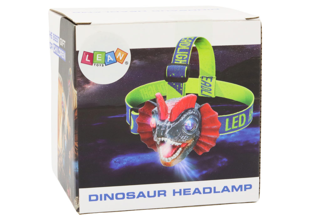 Dinosaur Headlamp Flashlight Adjustable Headband 3 LEDs