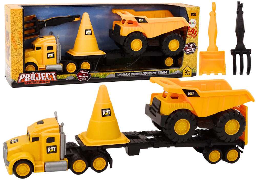 Set of Construction Machinery Truck Dump Truck Movable Yellow