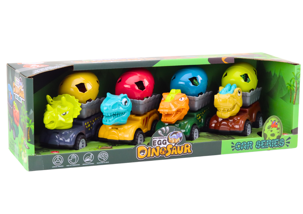 Car Dinosaur With Egg Car With Trailer Figures Set 4 pcs.