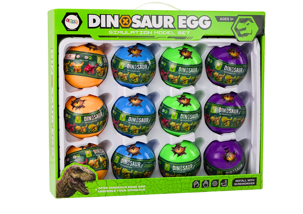 Dinosaur Rolling Eggs 12 Pieces Set Colorful