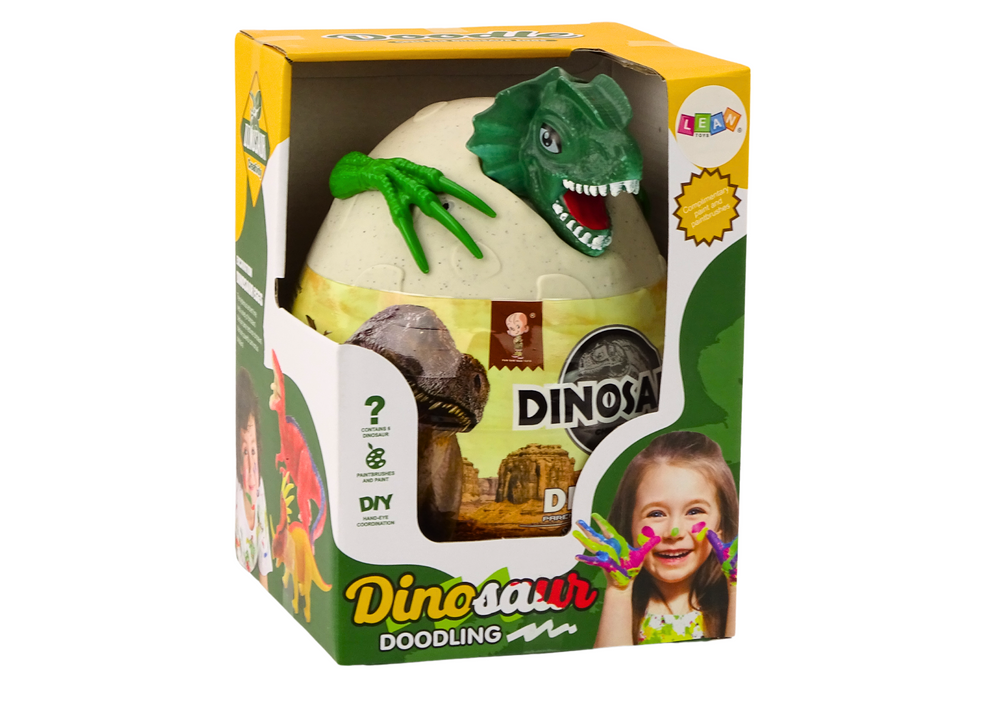 Egg with dinosaurs for painting DIY paint brushes green