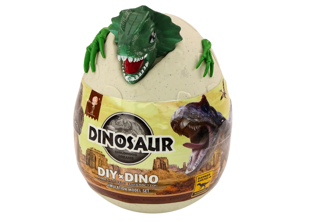 Egg with dinosaurs for painting DIY paint brushes green