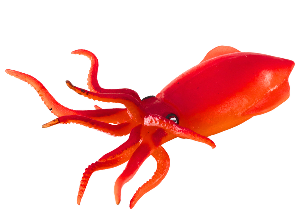 Sea World Orange Squid Rubber Figurine