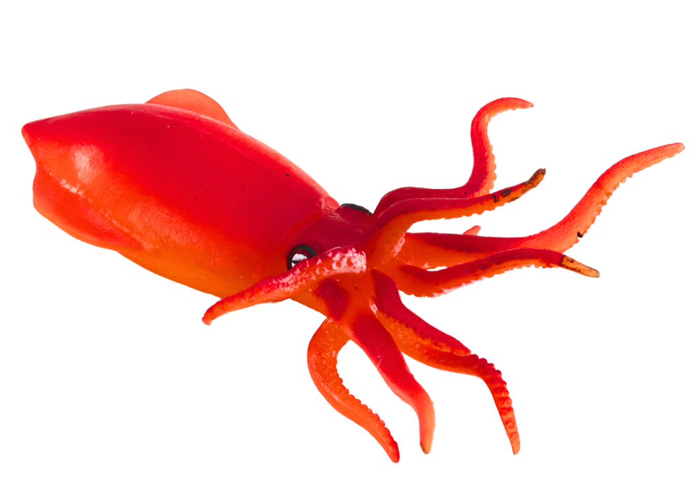 Sea World Orange Squid Rubber Figurine