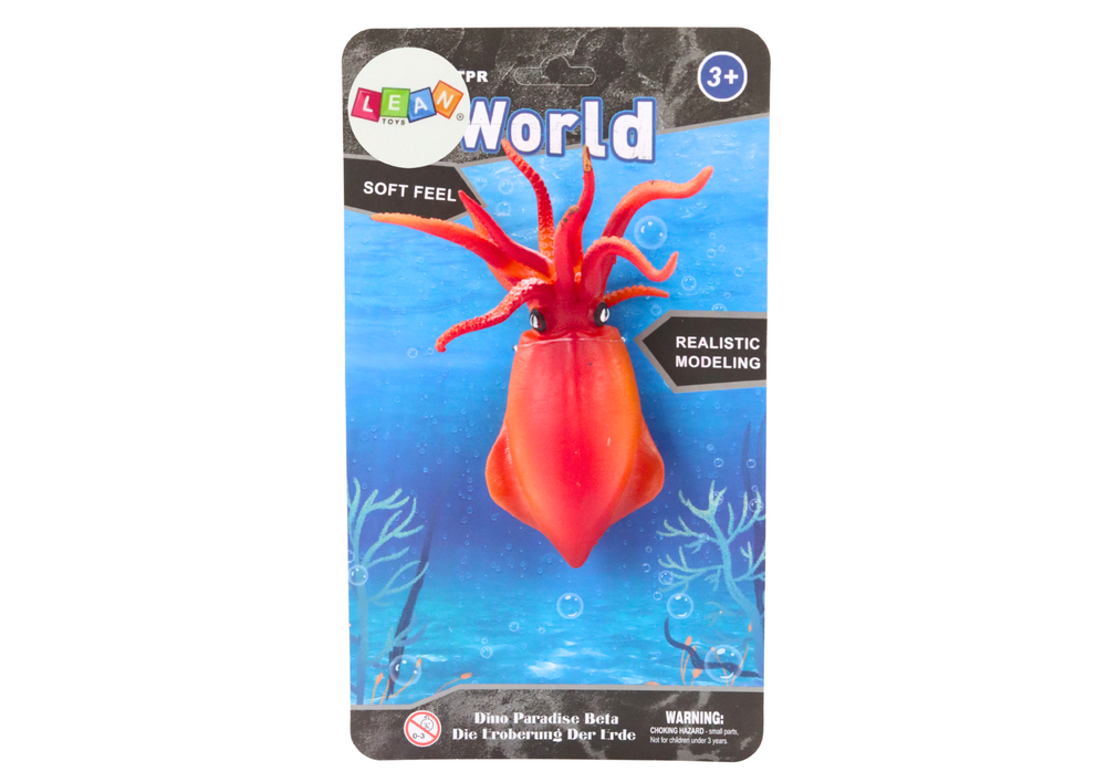 Sea World Orange Squid Rubber Figurine