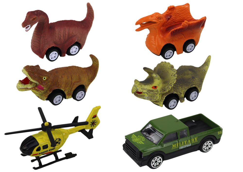 Dinosaur Truck Transport Springs 6pcs Lights Sounds Green