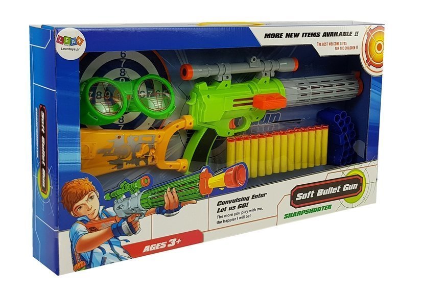 Foam Cartridge Rifle with target for shooting Green