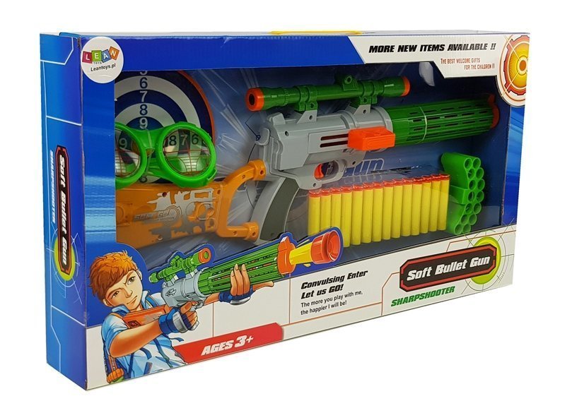 Foam Cartridge Rifle with target for shooting Grey