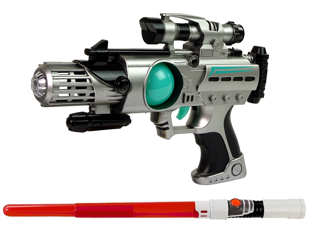 Space Warrior Set Laser Gun Lightsaber Handcuffs Disc Thrower