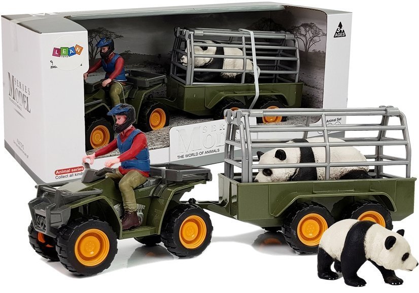 Quad with a Trailer Transporter Figurines Panda