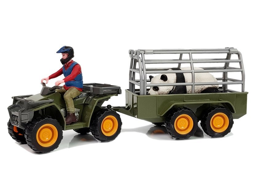 Quad with a Trailer Transporter Figurines Panda