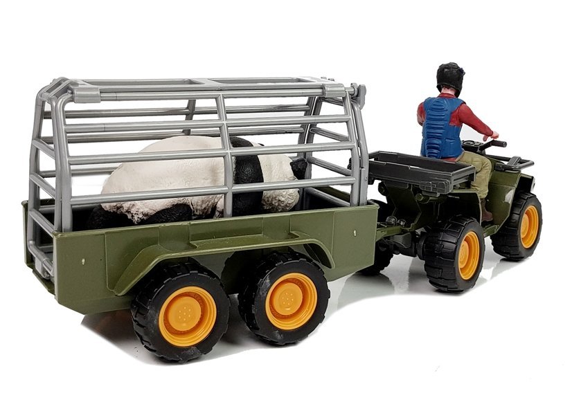 Quad with a Trailer Transporter Figurines Panda