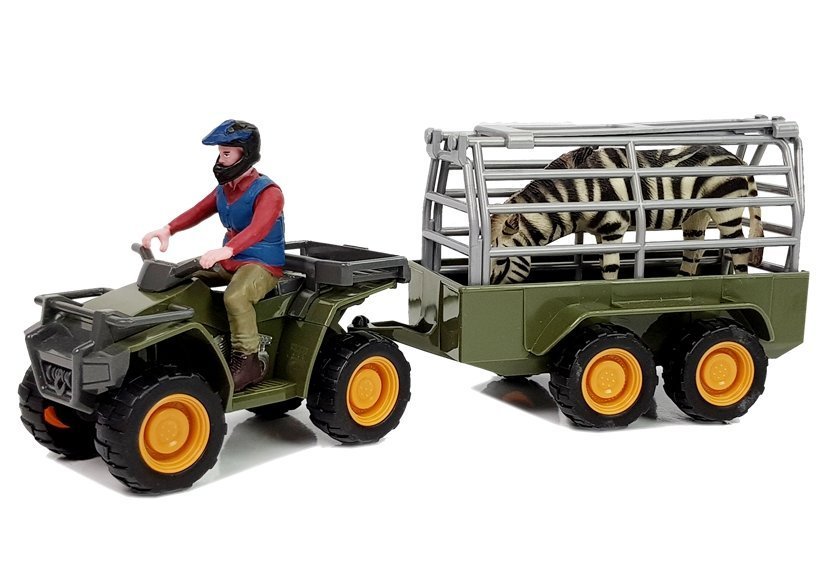 Quad with a Trailer Transporter Figurines Zebra