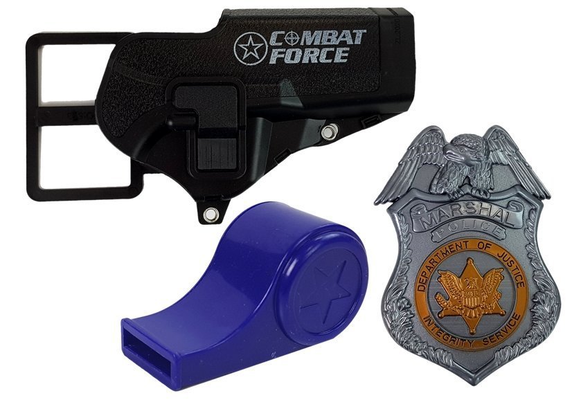 Police Kit Revolver 20cm Badge Holster Whistle Sound Light Effects