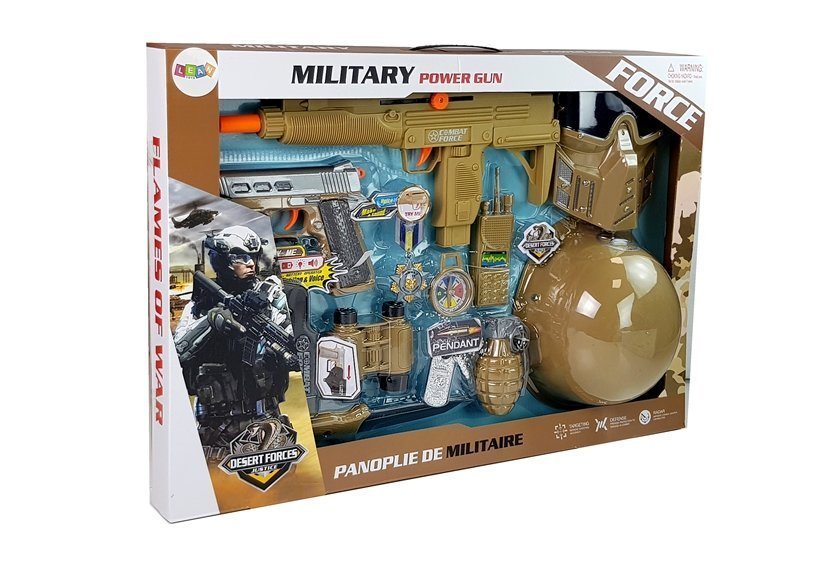 Military Set Guns with Mask Helmet Grenade Sound