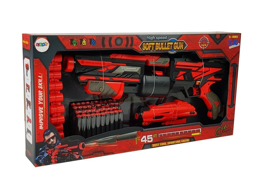 Foam Cartridge Gun 40 Piece Red/Black Target